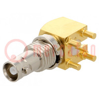 Socket; Micro BNC; female; angled 90°; 75Ω; THT; PTFE; gold-plated