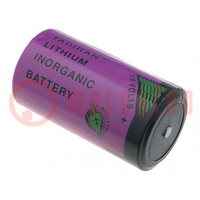 Battery: lithium (LTC); 3.6V; D; 19000mAh; non-rechargeable