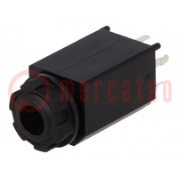 Socket; Jack 6,3mm; female; stereo,with double switch; ways: 3