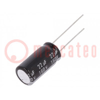 Capacitor: electrolytic; THT; 22uF; 160VDC; Ø10x20mm; Pitch: 5mm