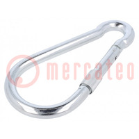 Carabiner; steel; for rope; L: 200mm; zinc; 15mm; with protection