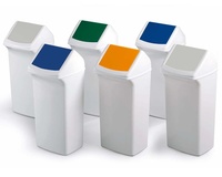Abfall-, Wertstoffbehälter weiß/grau, HxBxT 590x320x360 mm, 40 Liter | TP6175