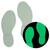 Bodenmarkierung linker Fußabdruck, Alu, langnachleuchtend,Safety Marking, 21,00x8,50cm