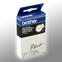 Brother P-Touch Band TC-291 schwarz auf weiß 9mm / 7,7m laminiert