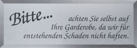 Artikeldetailsicht - FMprofessional Schild -Garderobe- 12,5x35 cm Kunststoff by Fackelmann