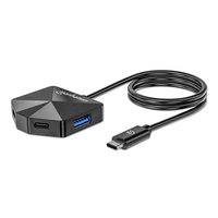 Manhattan USB-C & USB-A combo dock/hub, poorten (4): USB-A (2×) + USB-C (2×), 5 Gbps (USB 3.0), hoekvorm voor makkelijke toegang, USB-gevoed (geen externe voeding vereist)