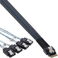 InLine Slim SAS cable, SFF-8654 to 4x SATA 7-pin, 12Gb/s, 1m