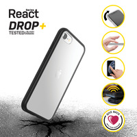OtterBox React - Funda Protección mejorada para Apple iPhone SE (2020)/8/7 Negro Crystal - Transparente/Negro - ProPack - Funda