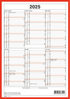 SIMPLEX Wandkalender 2025 4032040.25 6M/1S rot/weiss ML A4