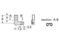 Unisolierte Flachsteckhülse, 2,8 x 0,8 mm, 0,5 bis 1,0 mm², AWG 22 bis 18, Messi