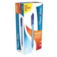 Paper Mate InkJoy 100 Retractable Ballpoint Pen 1.0mm Tip 0.7mm Line Blue (Pack 20)