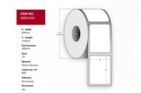 Label 100x150, Core 76, Diameter 180 mm. Direct Thermal. Permanent. 900 labels per roll. 4 rolls per box. Druckeretiketten