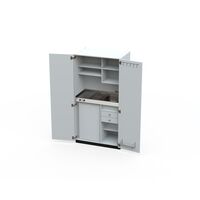 Kitchen unit with hinged doors