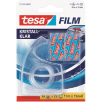 Klebefilm tesafilm kristall-klar 15mmx10m 2x Rolle+EasyCut Handabroller