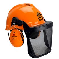 3M™ G22D Kopfschutz-Kombination 22DO515B in orange, mit H510P3E Kapseln, Pinlock Verschluß, 5B Visier Polyamid, Leder-Schweißband, KWF-Logo