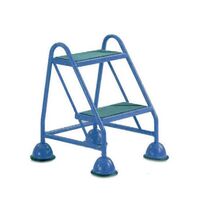 Mobile platform steps with cup feet and no handrail<bold> </bold> in blue