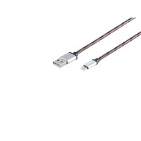 8-Pin Ladekabel, USB-A-Stecker auf 8-pin Stecker, Nylon, braun, 0,9m