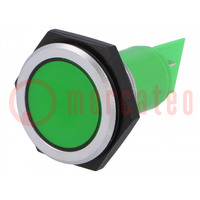 Kontrollleuchte: LED; flach; grün; 24÷28VDC; Ø30,2mm; IP67; Messing