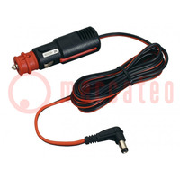 Automotive/main power supply; DC 5,5/2,5 plug; 2A; black; 2m