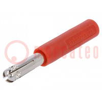 Adaptador; banana 4mm; 32A; 1kV; 70VDC; rojo; no aislados; 40mm