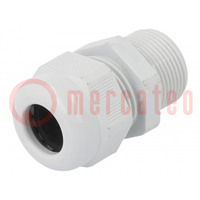Cable gland; with long thread; PG16; IP68; polyamide; light grey