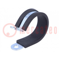 Fixing clamp; ØBundle : 32mm; W: 15mm; steel; Cover material: EPDM