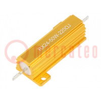 Resistor: wire-wound; with heatsink; 220Ω; 50W; ±5%; 50ppm/°C