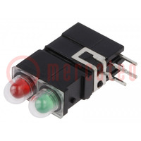 LED; in housing; red/green; 3.9mm; No.of diodes: 2; 2mA; 60°