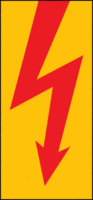 Kombietikett, Elektrotechnik - Warnung vor elektrischer Spannung, Rot/Gelb
