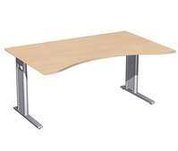 Oxford-Ergonomischer Tisch, Lichtgrau-Dekor mit C-Fuß in Alusilber HxBxT 680-820 x 1600 x 800 mm | GF1348