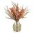 Artificial Autumn Spray in Glass Vase - 49cm, Beige/Orange
