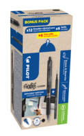 Tintenroller FriXion Clicker 0.7, mit Druckmechanik, radierbare Tinte, nachfüllbar, 0.7mm (M), je 12x Tintenroller & Minen, 6 Minen gratis, Schwarz