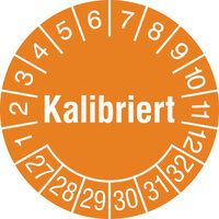 Prüfplaketten - Kalibriert in Jahresfarbe, 40 Stk/Bogen, 1,50cm Version: 27-32 - Prüfplakette - Kalibriert 27-32