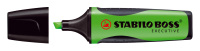 Premium-Textmarker STABILO® BOSS® EXECUTIVE. Kappenmodell, Farbe des Schaftes: schwarz mit Schreibfarbe, Farbe: grün, inkjet geeignet