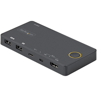 StarTech.com Switch KVM Hybride 2 Ports USB-A + HDMI & USB-C - Écran Unique HDMI 2.0 4K 60Hz - Commutateur KVM Compact HDMI Desktop et/ou Laptop - Alimenté par Bus USB - Compati...
