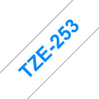 Brother TZE-253 Etiketten erstellendes Band Blau auf weiss