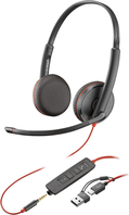 POLY Blackwire 3225 stereo USB-C-headset + 3,5 mm stekker + USB-C/A-adapter (bulk)
