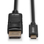 Lindy 43307 adaptador de cable de vídeo 10 m USB Tipo C DisplayPort Negro