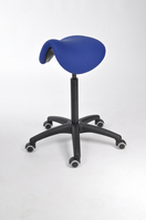 Gesunder Arbeitsstuhl Modell 3580, Sattelsitz, Sitzneigung, PU-Fußkreuz, Kunstleder-Sitz Blau