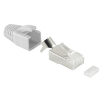 RJ45 Stekker met Grijze Tule - CAT5 en CAT6 - Per stuk - 8P8C - STP - Trekontlasting