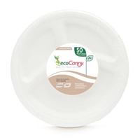 Piatti a 3 scomparti bio-compostabili ecoCanny Party bianco Ø261x28 mm conf. 50 pz - ECO‐007CA