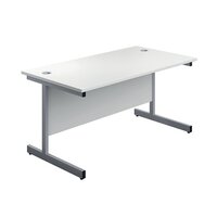 First Single Rectangular Desk 1400x800mm White/Silver KF803393