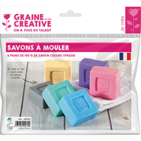 GRAINE CREATIVE Lot de 6 pains de 100gr de savons colorés opaques, fond au micro-ondes - coloris assortis - produit supprimé à épuisement du stock