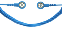 ESD-Spiralkabel, 1 MOhm, blau, 2,4 m, 10/10 mm Druckknopf