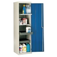 Single & double door utility cupboards Single door, 2 shelves, 2 drawers - choice of four colours