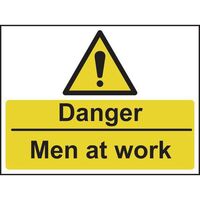 Danger men at work sign