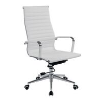 Heavy duty bonded leather chair with high back, white