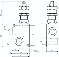 Zeichnung: Rohrleitungs-Druckbegrenzungsventil (Nenndurchfluss 80 l/min)