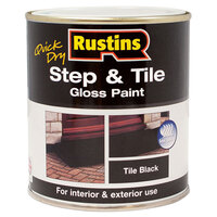 Rustins STBLW1000 Quick Dry Step & Tile Paint Gloss Black 1 litre