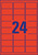 Farbige Etiketten, ablösbar, A4, 63,5 x 33,9 mm, 20 Bogen/480 Etiketten, rot